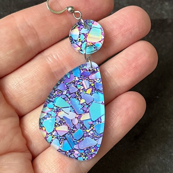 Colorful Mosaic Drop Earrings - Picture 5 of 6